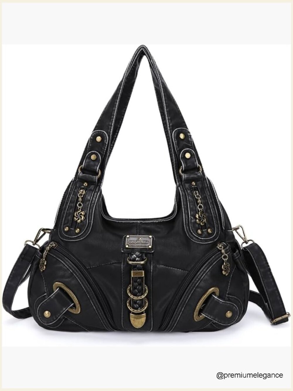 Large Hobo Satchel Handbag Washed PU Leather Convertible Shoulder Bag
